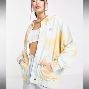 Adidas Originals zip up hoodie in almost blue with splatter print